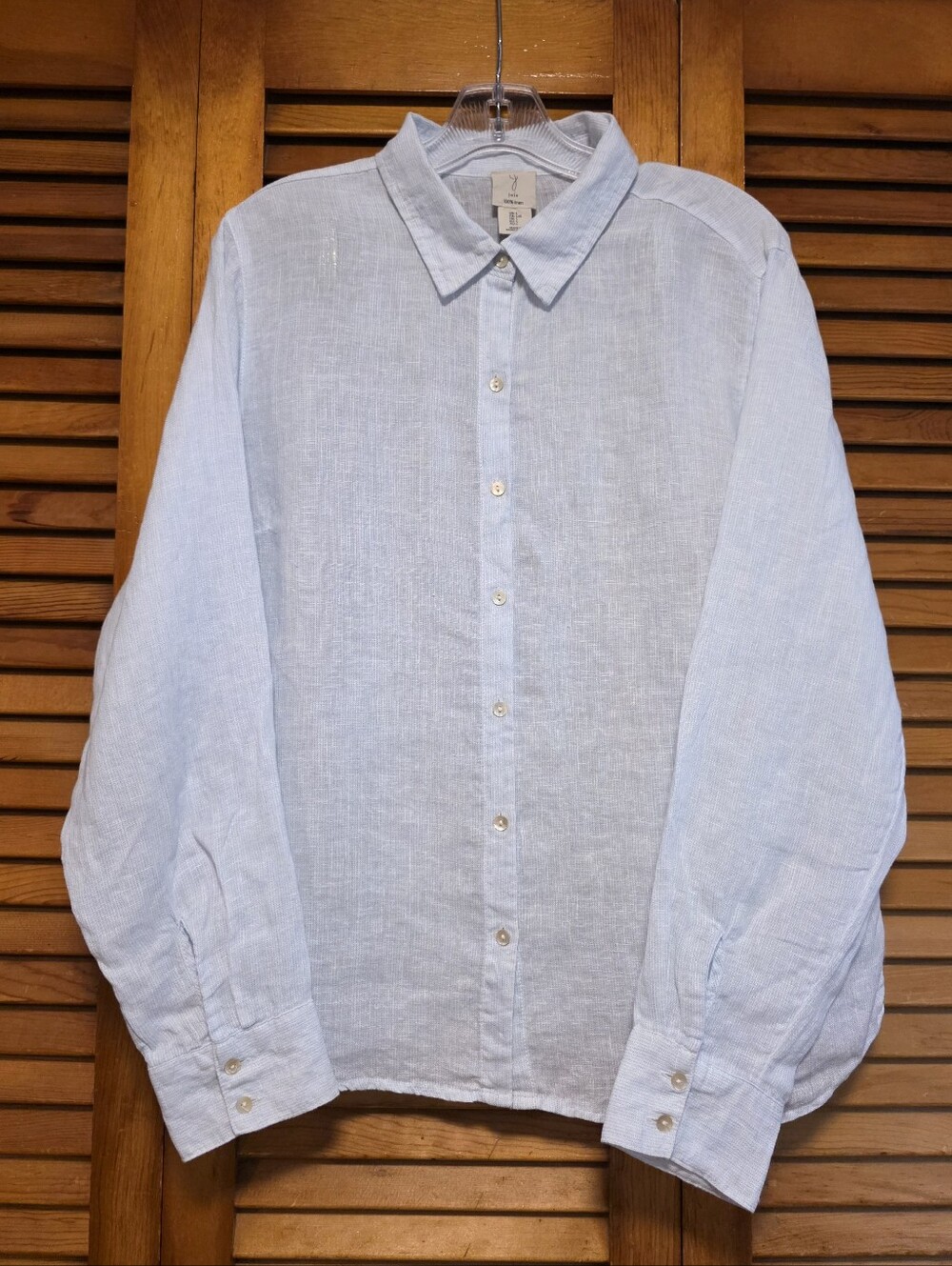JOIE 100% Linen Light Blue Button Down Long Sleeve Shirt Women's L EUC